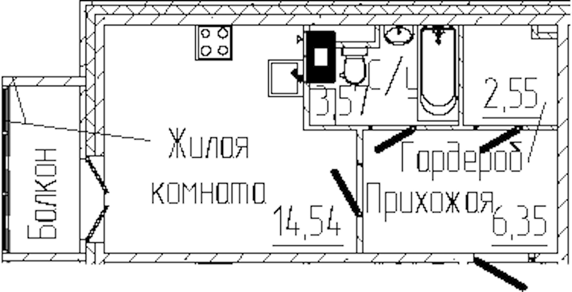 Квартира студия 27.96 м², 5/6 эт., ЖК «SERTOLOVO PARK»